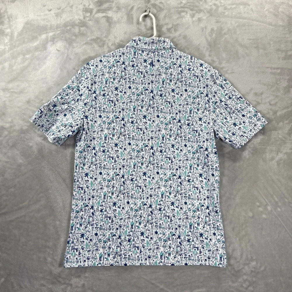 Johnnie-O Shirt men's Medium Polo Golf Pullover Beach Beer Surf Skater AOP Print